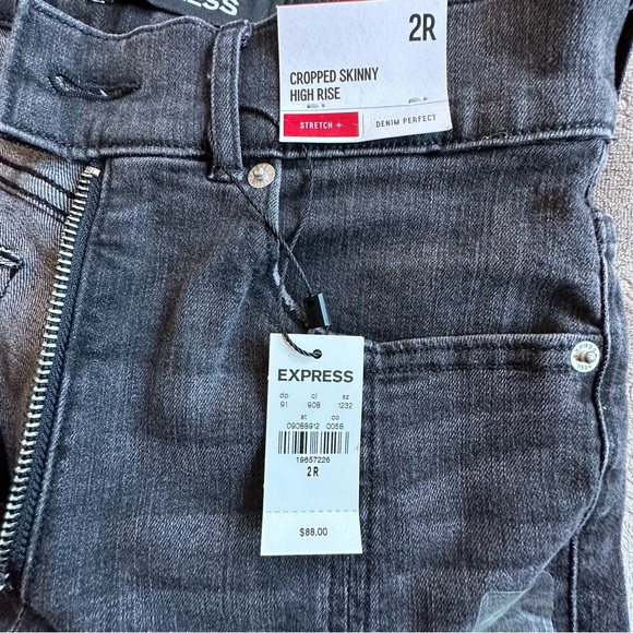 *NWT Express Size 2R Black Denim Cropped Skinny Highrise Women’s Pant Jeans - Picture 5 of 10